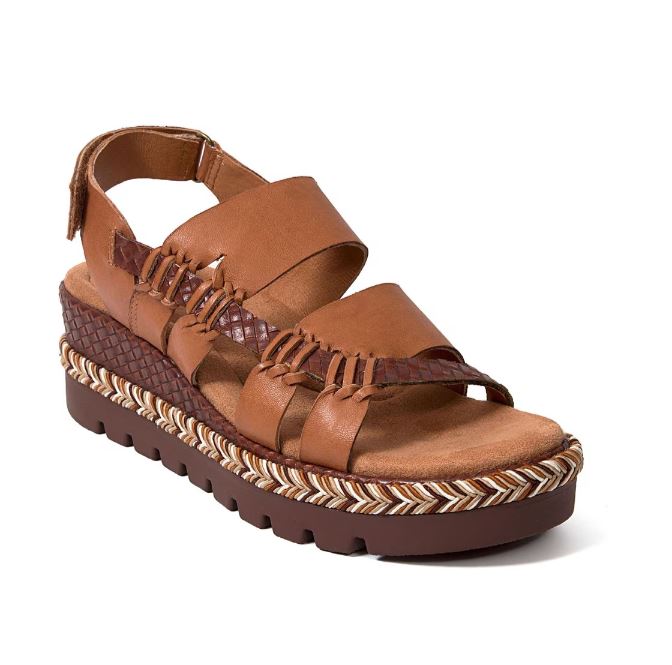 Jambu Walnut Delight Leather Woven Strap Platform Women's Wedge Sandals J4DEL30