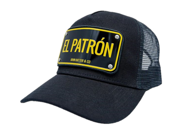 John Hatter Black El Patron Trucker Cap with Aluminum Embossed Plate 1-1001-U00