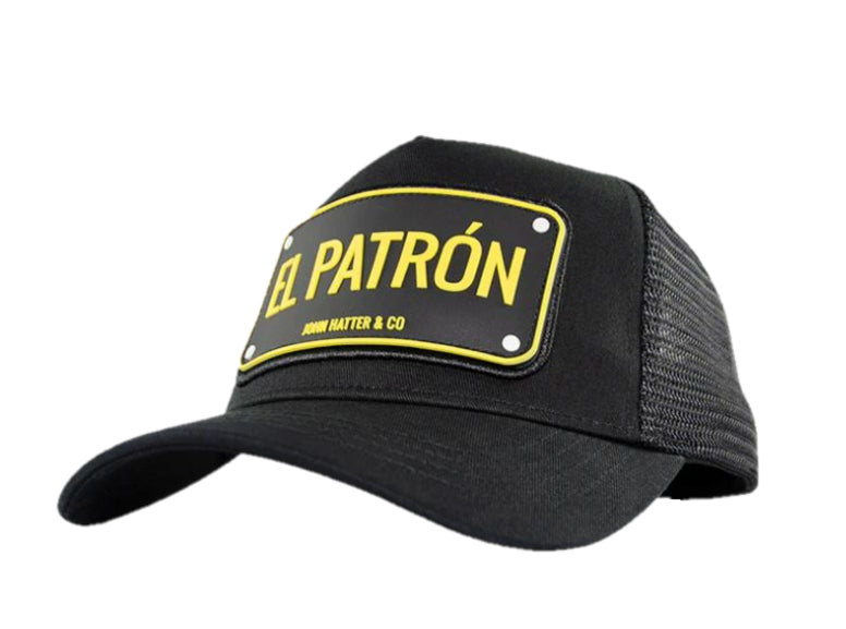 John Hatter & Co. Black El Patron Rubber Plate Trucker Cap R-1001-U00