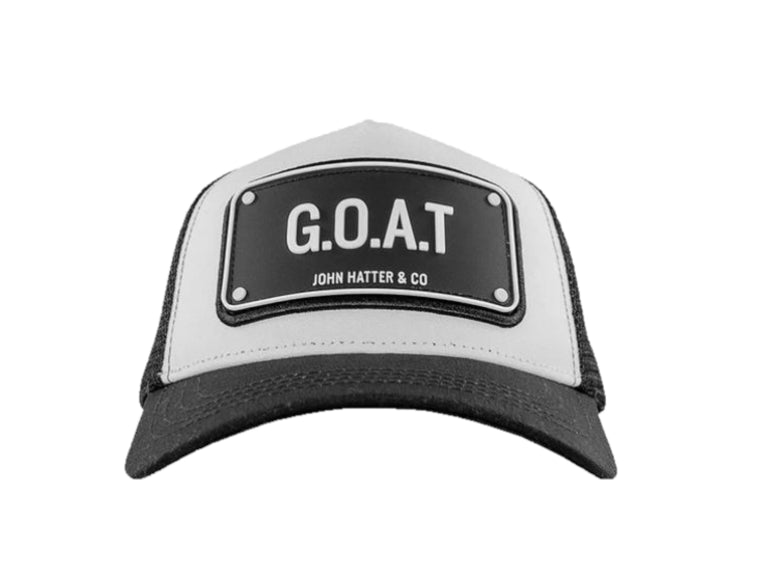 John Hatter & Co. Black/White G.O.A.T. Trucker Cap With Rubber Plate R-1081-U00