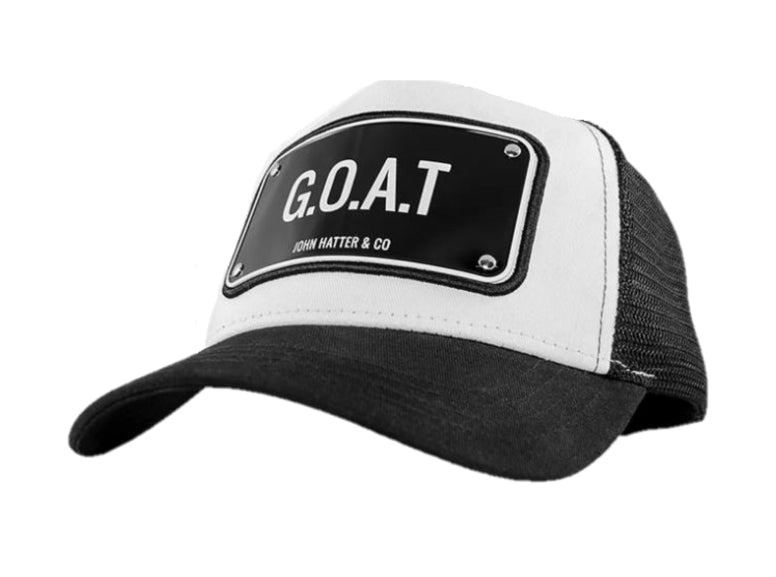 John Hatter & Co. Black/White G.O.A.T. Trucker Cap with Aluminum Plate 1-1081-U00