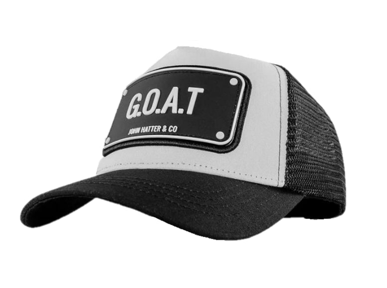 John Hatter & Co. Black/White G.O.A.T. Trucker Cap with Rubber Plate R-1081-U00