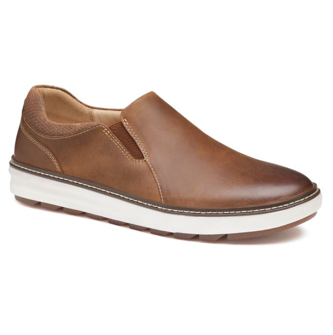 Johnston & Murphy Tan Oiled Waterproof Full Grain McGuffey Lugs Men's Slip On Shoes 25-9772