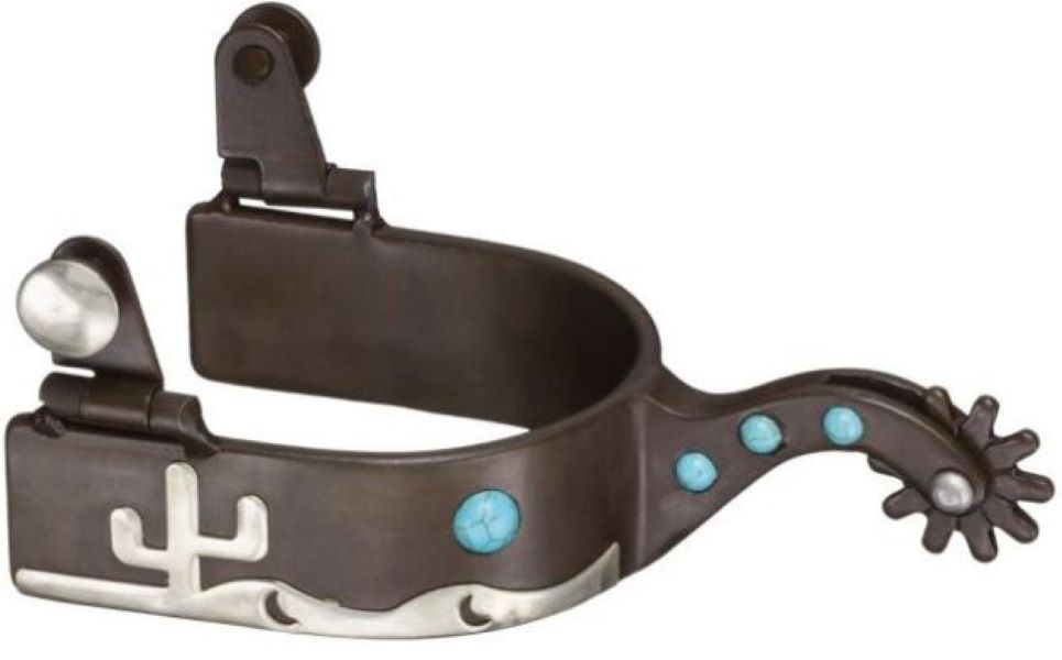 JT International Tough1 Antique Brown Turquoise Stone and Cactus Men's Spurs 78-9966-0-0