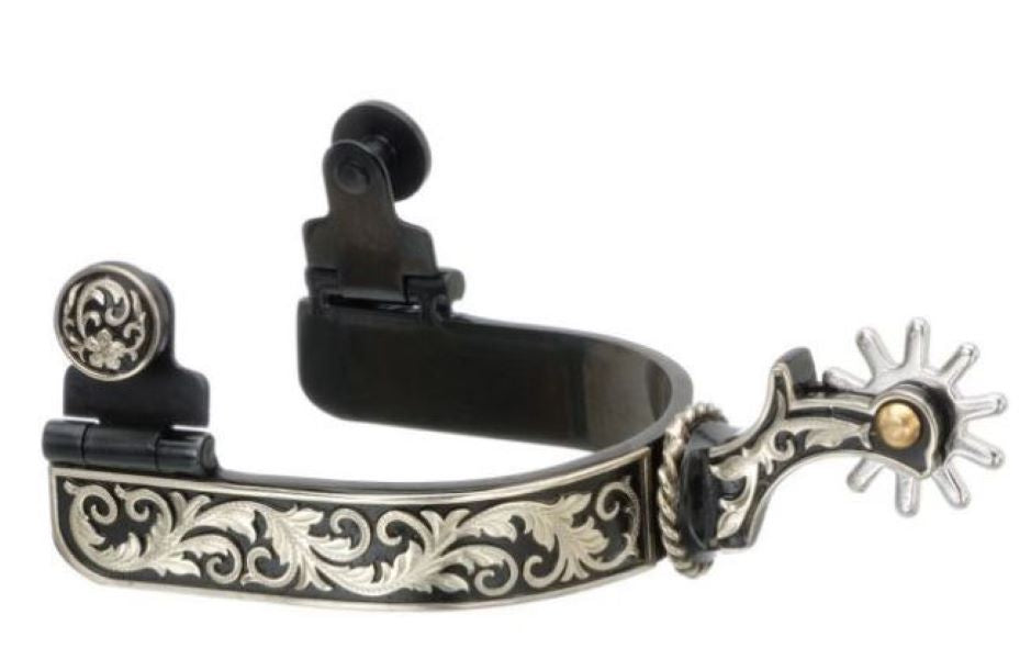 JT International Tough1 Black Floral Overlay Men's Spurs 78-9714-0-0