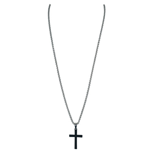 Justin Black Matte Men's Rubber Coated Cross Necklace 2512361396