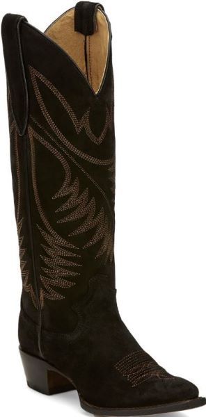 Justin Black Suede Clara 15 inch Medium Round Toe Women's Boots VN4466