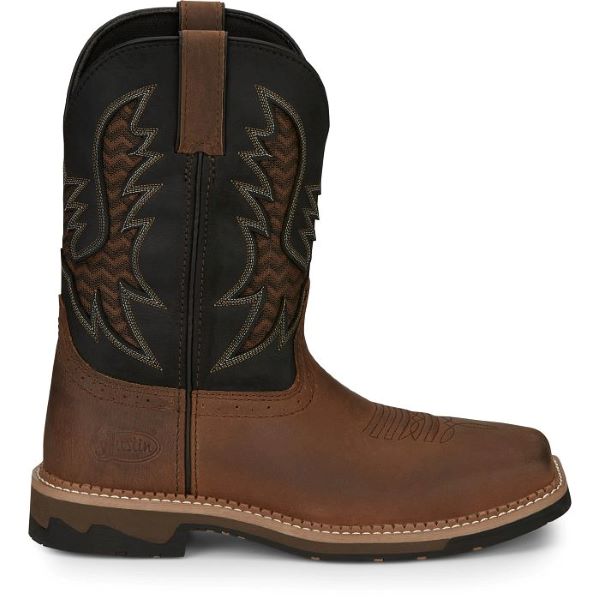 Justin Boots Brown Bolt 11 Inch Square Toe Men's Square Toe Work Boots SE4112