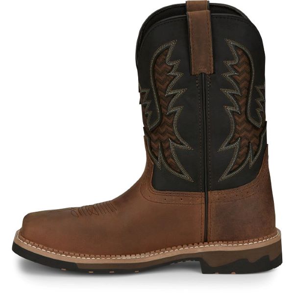 Justin Boots Brown Bolt 11 Inch Square Toe Men's Square Toe Work Boots SE4112