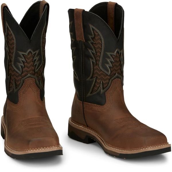 Justin Boots Brown Bolt 11 Inch Square Toe Men's Square Toe Work Boots SE4112