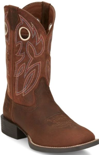 Justin Boots Brown/Bronze/Orange Bowline Men's Wide Square Toe 11 inch Western Boots SE7523