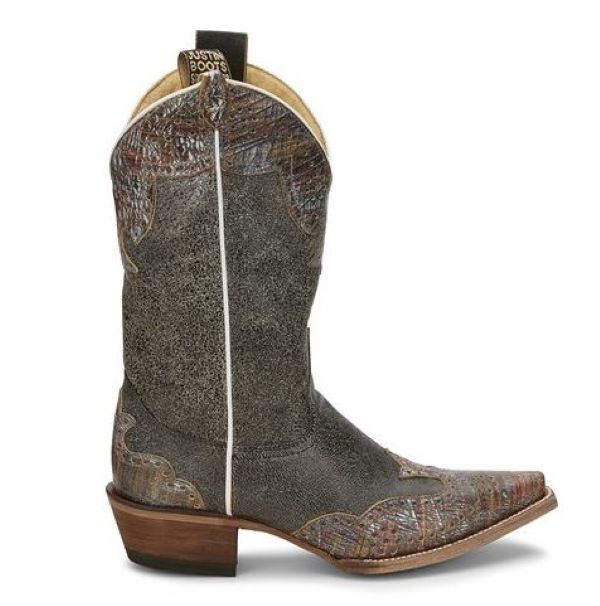 Justin Boots Crackle Black Vera Womens Boots L4455