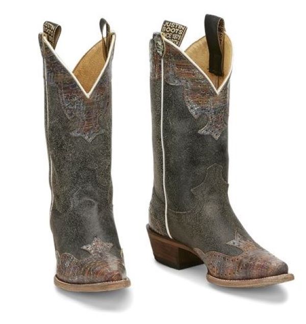 Justin Boots Crackle Black Vera Womens Boots L4455