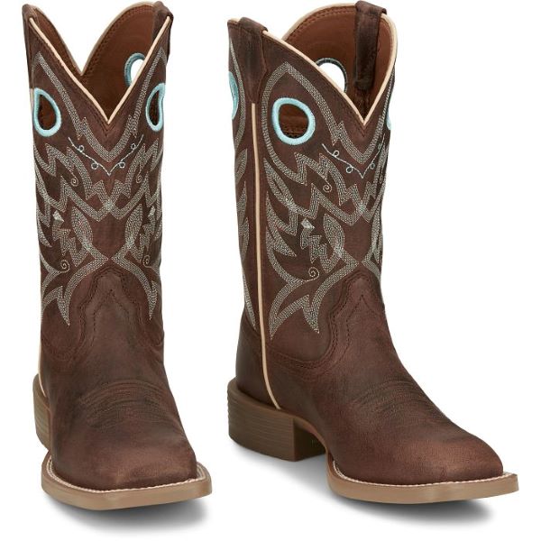 Justin Boots Spicy Brown Liberty Wide Square Toe 11 inch Women's Western Boots SE2801