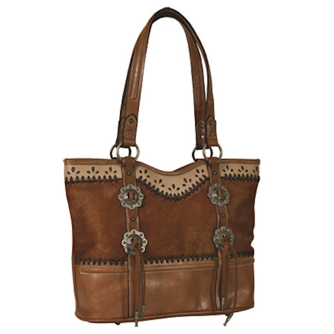 Justin Brown Concealed Carry Tote with Genuine Hair Accents and Conchos 2110491