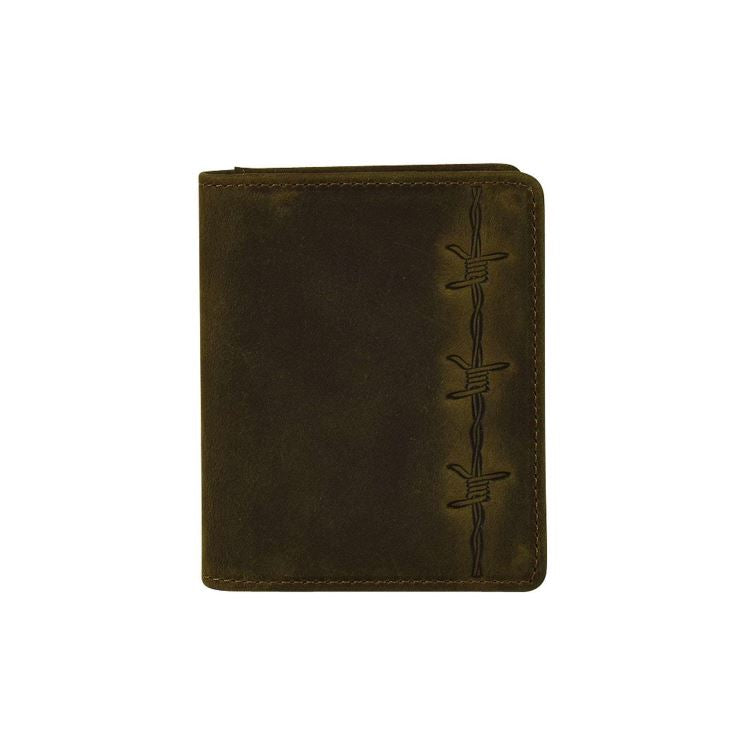 Justin Brown Leather Barbed Wire Card Case 2030766W6