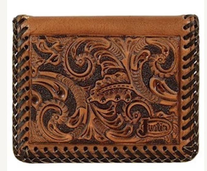 Justin Brown Tooled Card Case Wallet 2172766W5
