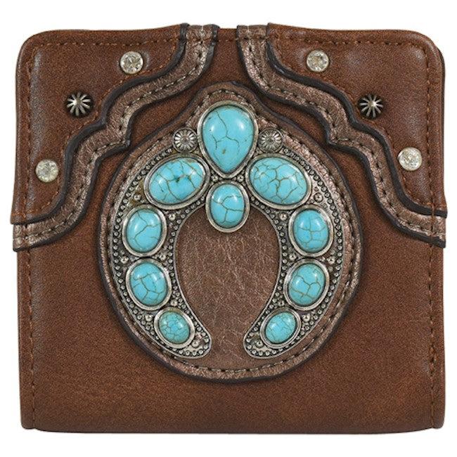 Justin Brown Wallet/Wristlet with Turquoise Naja Conchos 2159674W