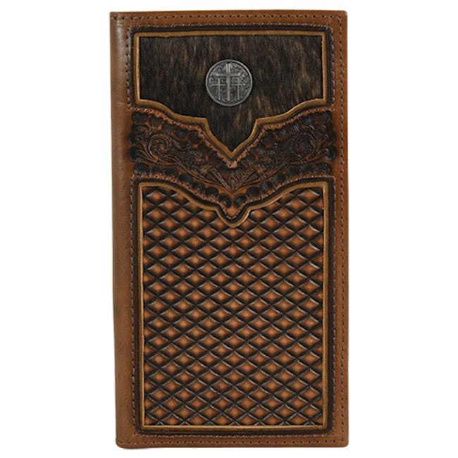 Justin Brown with Tooled Pattern Rodeo Wallet with Brindle Inlay 2122767W9