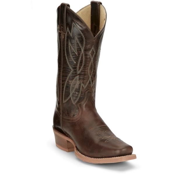 Justin Dark Brown With Metallic Shank Mayberry Medium Square 12 Inch Women's Western Boots CJ4011