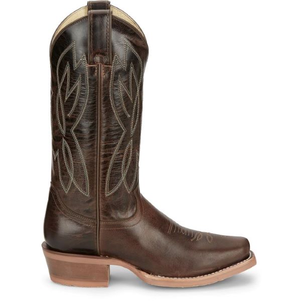 Justin Dark Brown With Metallic Shank Mayberry Medium Square 12 Inch Women's Western Boots CJ4011