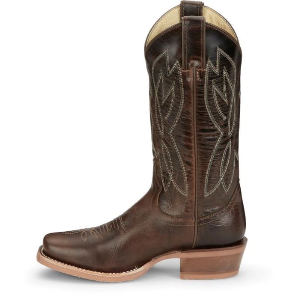 Justin Dark Brown With Metallic Shank Mayberry Medium Square 12 Inch Women's Western Boots CJ4011