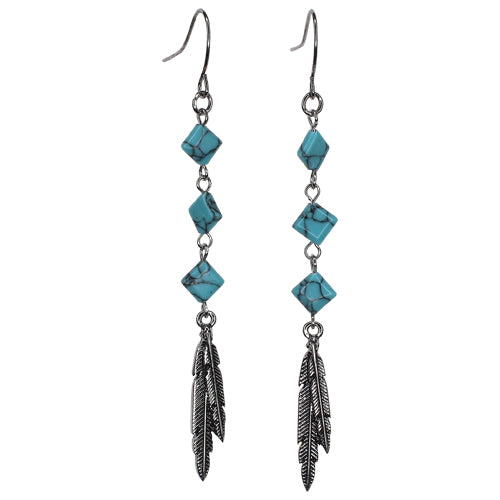 Justin Drop Dangle Stones and Feathers Dangle Earrings 24065EJ2