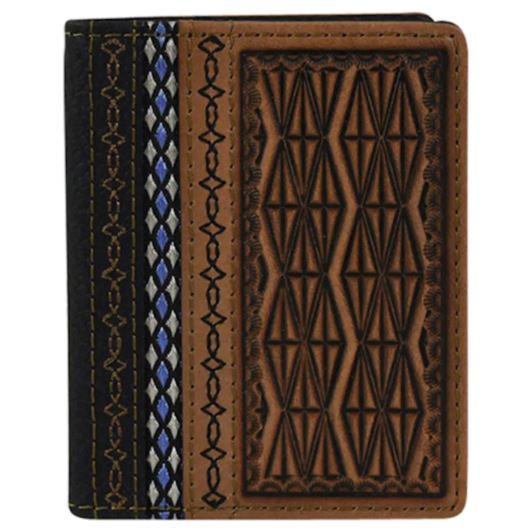 Justin Men's Brown Diamond Tooled Wallet with Black/Blue Trim 22054825W9