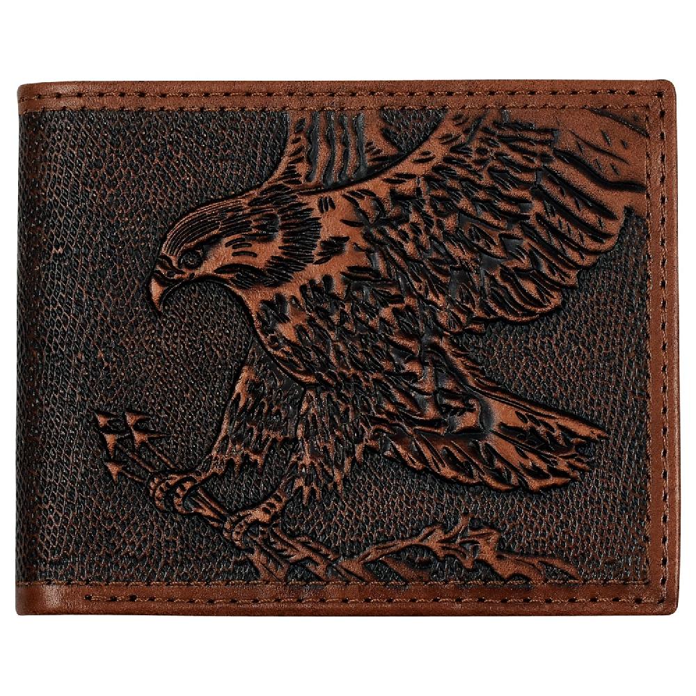 Justin Men's Genuine Leather Large Bifold Wallet Eagle With Arrows 2512391384