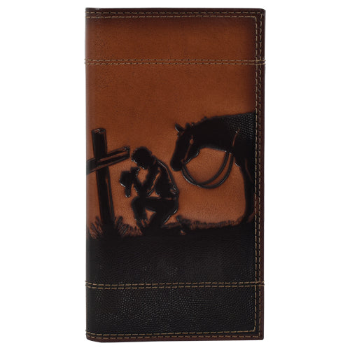 Justin Men's Genuine Leather Rodeo Wallet with Praying Cowboy 24152767W6