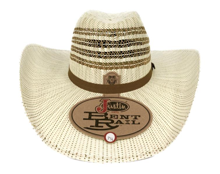 Justin Natural/Tan Bent Rail Barrel Bangora Men's Straw Hat JS3456BARL