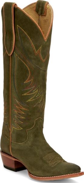 Justin Olive Suede Clara 15 inch Medium Round Toe Women's Tall Boots VN4465