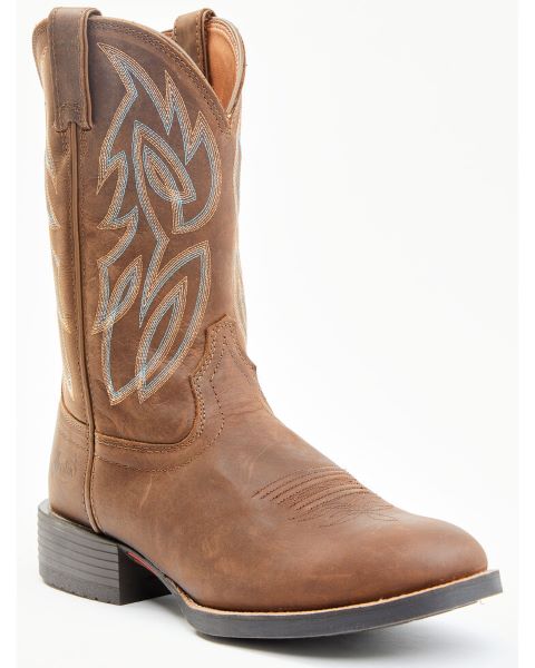 Justin Pecan Rendon Mens R-Toe Western Boots SE7530