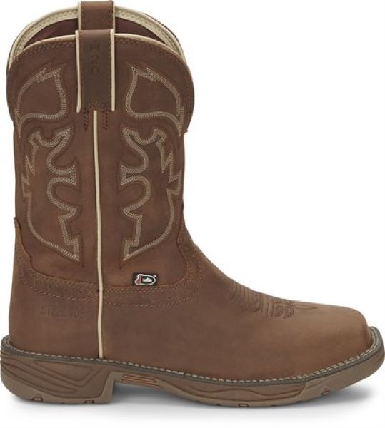Justin Rustic Tan Stampede Rush 11 inch Steel Toe Mens Work Boots WK4331
