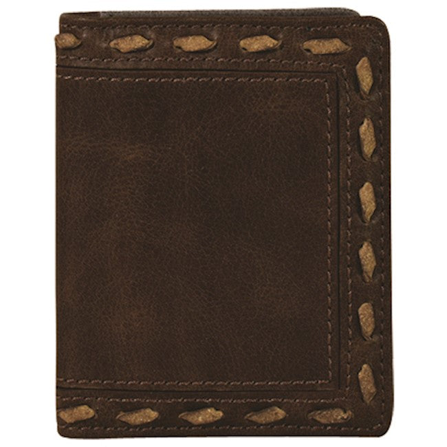 Justin Stage Coach Dark Brown with Natural Bone Men's Front Pocket Card Case with Whip Stitch 2005766W3