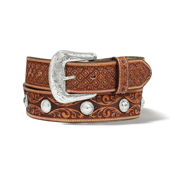 Justin Tan Silver Valley Men's Concho Belt C42844
