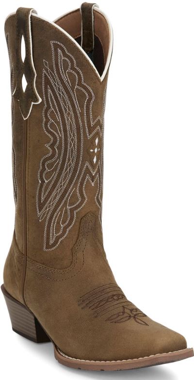 Justin Taupe Rae Women's 12 inch Medium Square Toe Western Boots GY2877
