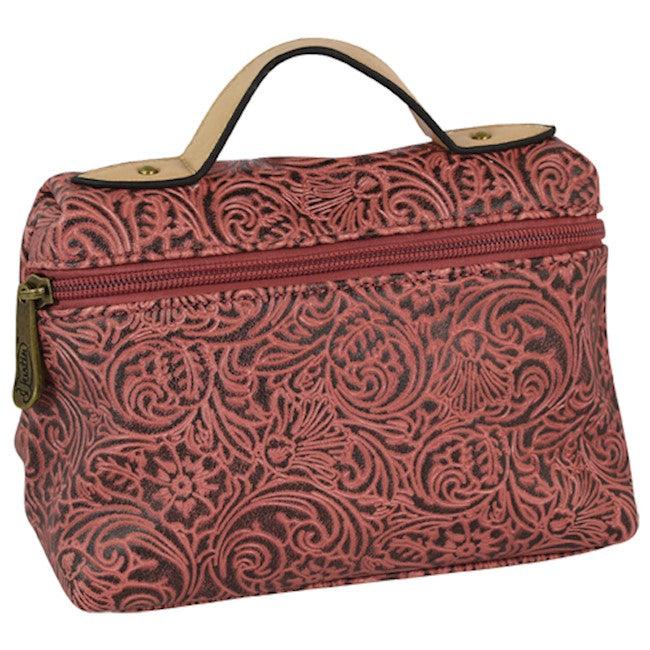 Justin Tooled Berry Cosmetic Pouch with Carrying Handle 22084792BER