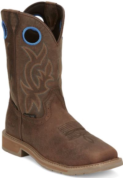 Justin Walnut Brown Water Buffalo Leather All Around 11 inch Waterproof Men's Steel Toe Workboots SE3115