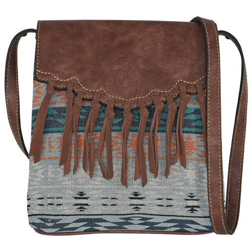Justin Women's Jacquard Crossbody Bag with Fringe 23119903