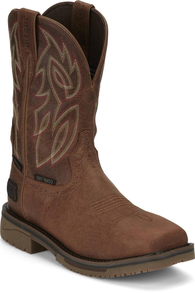 Justin Work Bronze Brown Water Bufflalo Wolfe Men's 11 inch Nano Composite Toe Men's Work Boots SE4752