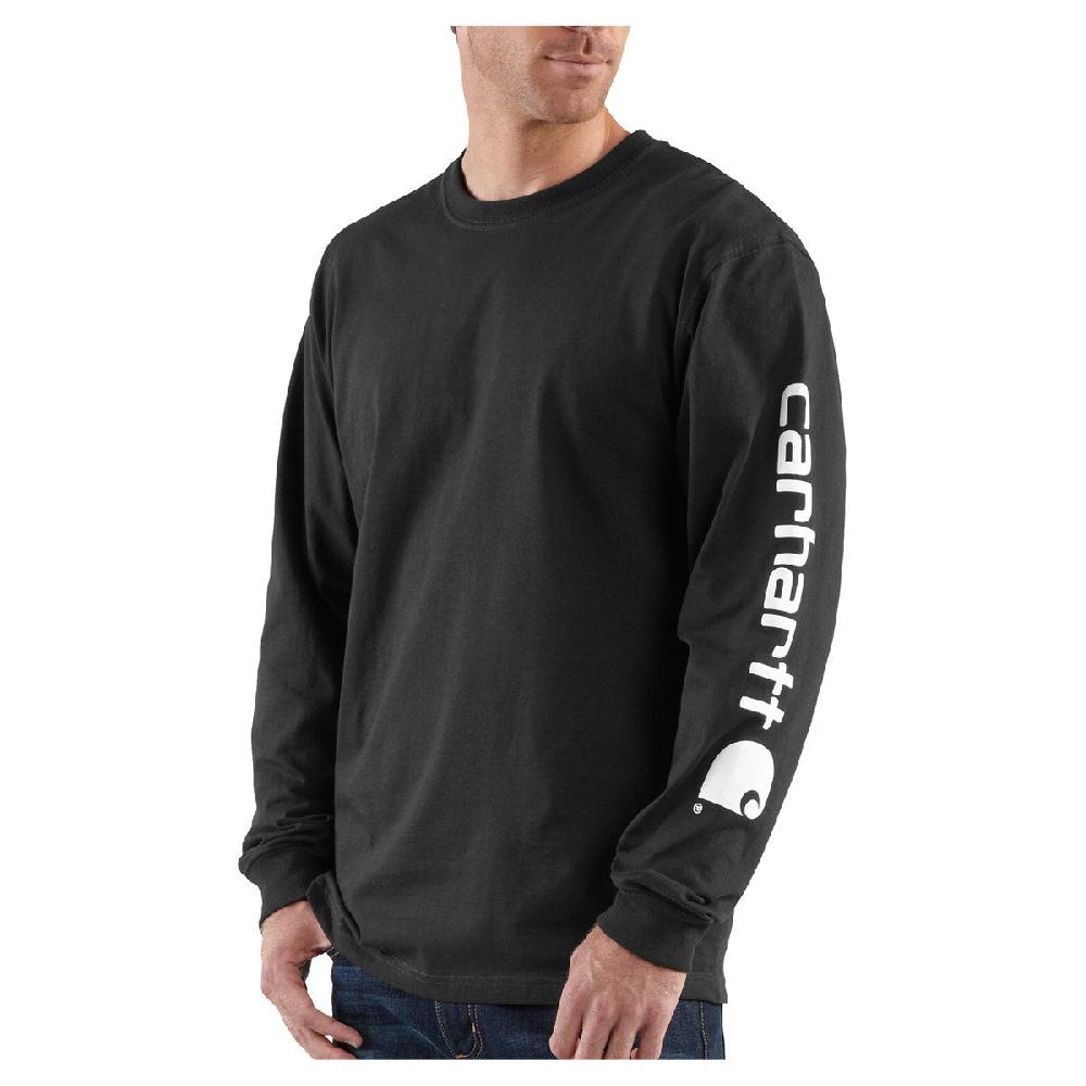 K231 Black Carhartt Men's Signature Sleeve Graphic Long-Sleeve T-Shirt