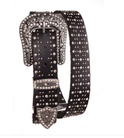Kamberley Black Studded Rhinestone Belt 6307-BLK