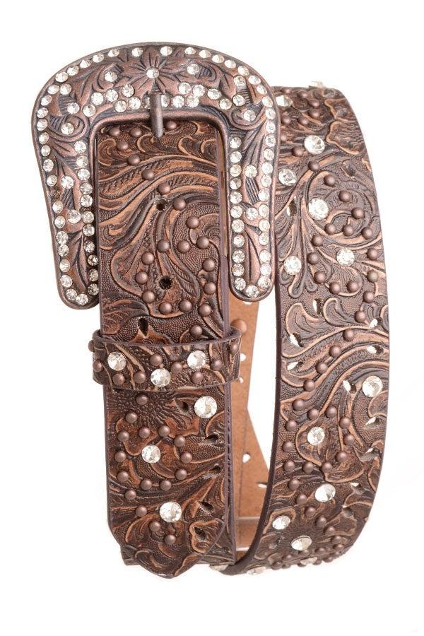 Kamberley Brown Rhinestone Studded Belt 6521-BR