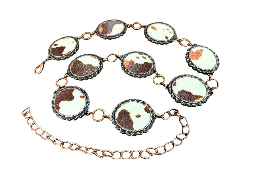 Kamberly Light Turquoise Stone Chain Belt 16017-BRN
