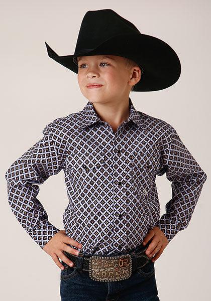 Karman Roper Black Amarillo Boys Long Sleeve Western Snap Shirt 03-030-0225-6014BL