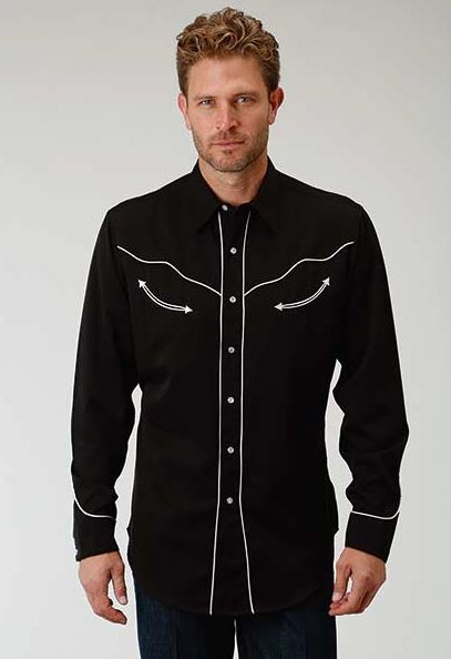 Karman Roper Black Americana Collection Flag Skull Snap Mens Western Shirt 0300101850040BL