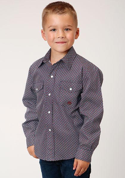 Karman Roper Blue Amarillo Boys Long Sleeve Western Shirt 03-030-0225-4021BU