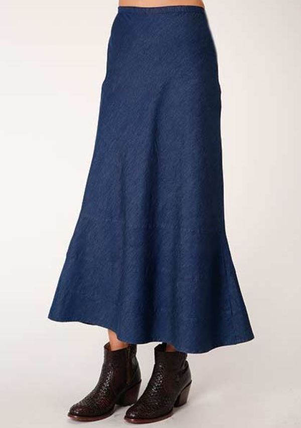 Karman Roper Blue Studio West Wild Magic A-Line Pull On Denim Midi Skirt 0306005947074BU