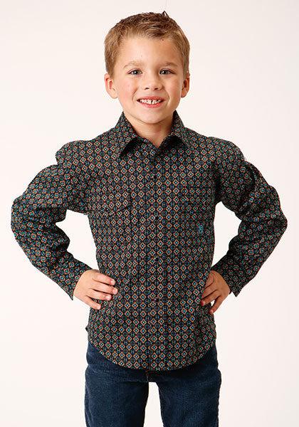 Karman Roper Brown Amarillo Turquoise Trail Boys Long Sleeve Snap Shirt 03-030-0225-6015BR